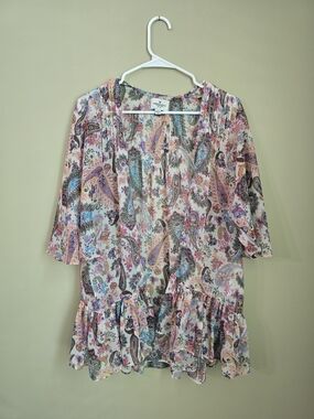 American Eagle Outfitters Multicolor Paisley Open-Front Tunic Women Size M